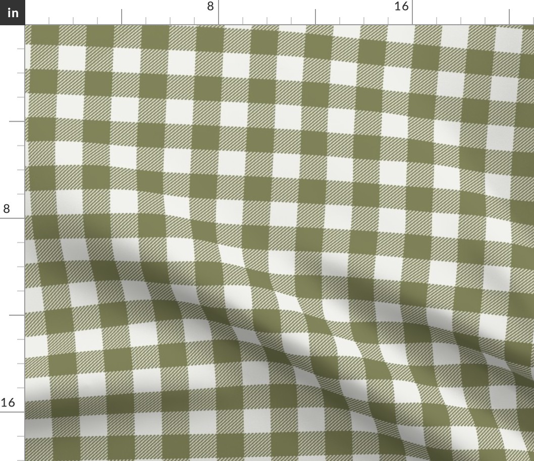iguana green check fabric - sfx0525 - 1" squares - check fabric, neutral plaid, plaid fabric, buffalo plaid 