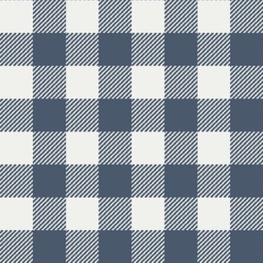 indigo blue check fabric - sfx3928 - 1" squares - check fabric, neutral plaid, plaid fabric, buffalo plaid 