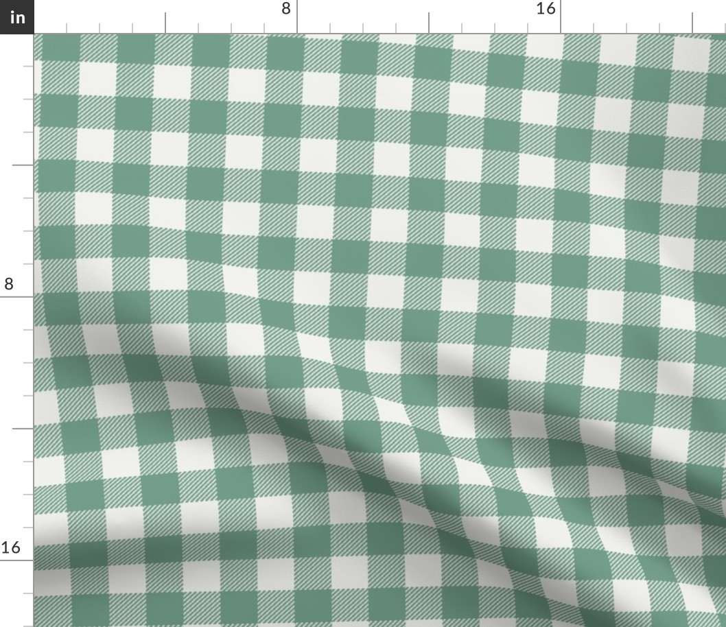 rainforest green check fabric - sfx5815 - 1" squares - check fabric, neutral plaid, plaid fabric, buffalo plaid 