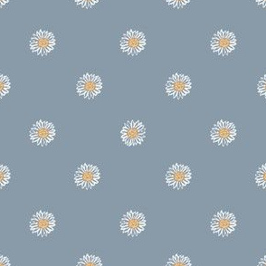 denim blue minimal daisy fabric, sfx4013 - daisies, simple prairie fabric, baby girl, muted, earthy, daisy fabric