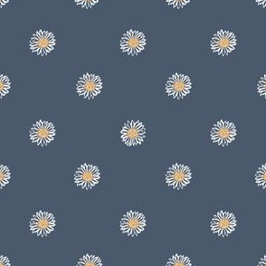 indigo minimal daisy fabric, sfx3928 - daisies, simple prairie fabric, baby girl, muted, earthy, daisy fabric