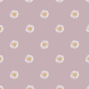 lilac minimal daisy fabric, sfx1905 - daisies, simple prairie fabric, baby girl, muted, earthy, daisy fabric