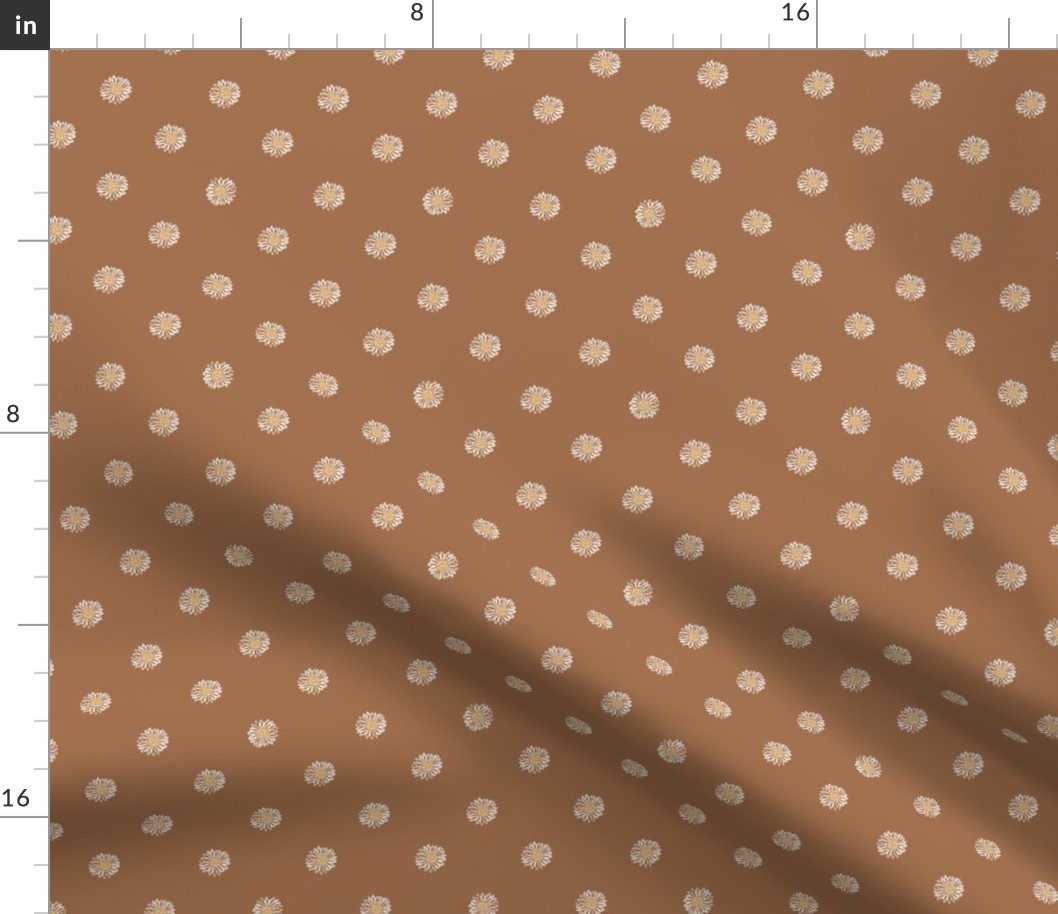 pecan minimal daisy fabric, sfx1336 - daisies, simple prairie fabric, baby girl, muted, earthy, daisy fabric