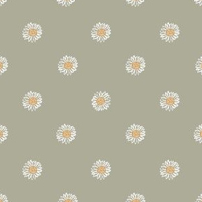 sage minimal daisy fabric, sfx0110 - daisies, simple prairie fabric, baby girl, muted, earthy, daisy fabric