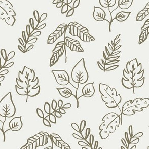 minimal leaf fabric - aloe - sfx0620 - leaf, leaves, baby, nursery, natural, minimal, simple, earthy, gender neutral 