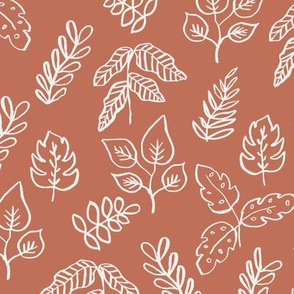 minimal leaf fabric - apricot -sfx1436 - leaf, leaves, baby, nursery, natural, minimal, simple, earthy, gender neutral 