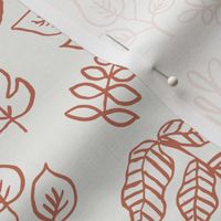 minimal leaf fabric - apricot - sfx1436 - leaf, leaves, baby, nursery, natural, minimal, simple, earthy, gender neutral 