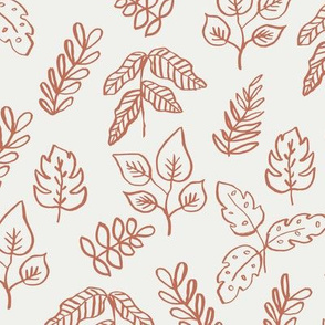 minimal leaf fabric - apricot - sfx1436 - leaf, leaves, baby, nursery, natural, minimal, simple, earthy, gender neutral 