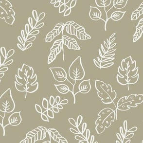 minimal leaf fabric - eucalyptus sfx0513 - leaf, leaves, baby, nursery, natural, minimal, simple, earthy, gender neutral 