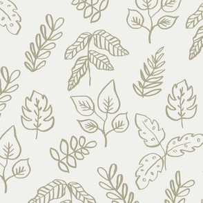 minimal leaf fabric - eucalyptus sfx0513 - leaf, leaves, baby, nursery, natural, minimal, simple, earthy, gender neutral 