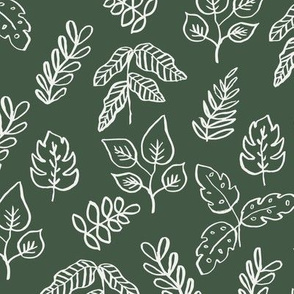 minimal leaf fabric - hunter - sfx0315 - leaf, leaves, baby, nursery, natural, minimal, simple, earthy, gender neutral 