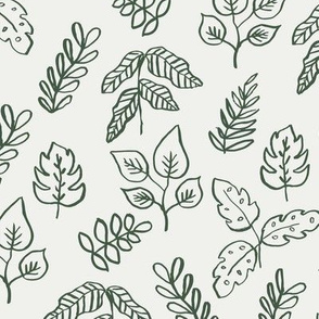 minimal leaf fabric - hunter - sfx0315 - leaf, leaves, baby, nursery, natural, minimal, simple, earthy, gender neutral 