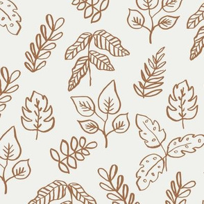 minimal leaf fabric - pecan sfx1336 - leaf, leaves, baby, nursery, natural, minimal, simple, earthy, gender neutral 