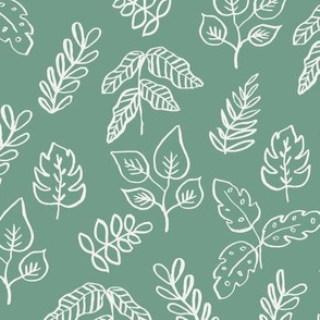 minimal leaf fabric - rainforest sfx5815 - leaf, leaves, baby, nursery, natural, minimal, simple, earthy, gender neutral 