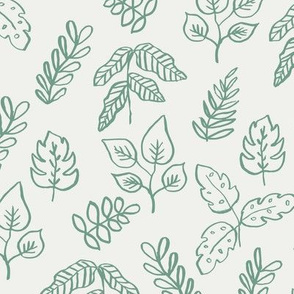 minimal leaf fabric - rainforest sfx5815 - leaf, leaves, baby, nursery, natural, minimal, simple, earthy, gender neutral 