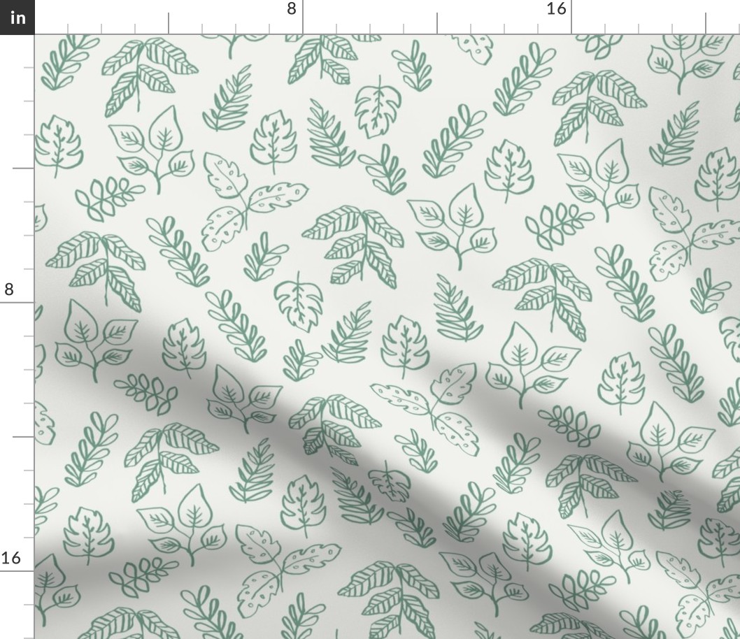 minimal leaf fabric - rainforest sfx5815 - leaf, leaves, baby, nursery, natural, minimal, simple, earthy, gender neutral 