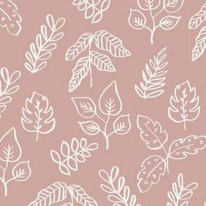 minimal leaf fabric - rose sfx1512 - leaf, leaves, baby, nursery, natural, minimal, simple, earthy, gender neutral 