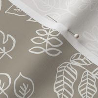 minimal leaf fabric - taupe sfx0906 - leaf, leaves, baby, nursery, natural, minimal, simple, earthy, gender neutral 