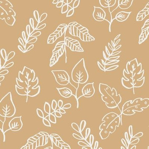 minimal leaf fabric - wheat sfx1225 - leaf, leaves, baby, nursery, natural, minimal, simple, earthy, gender neutral 