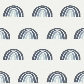 Scattered Rainbows Fabric - night, indigo, denim, mist || Earth toned rainbows fabric || Rainbow Baby kids bedding