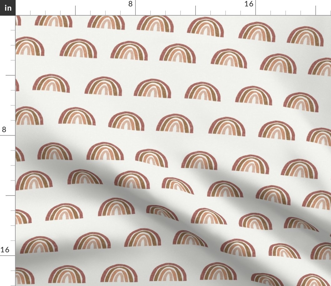 Scattered Rainbows Fabric - redwood, chipmunk, sandstone, rose || Earth toned rainbows fabric || Rainbow Baby kids bedding