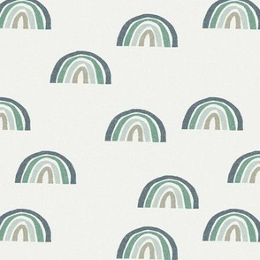 Scattered Rainbows Fabric - sage, milky green, rainforest, stone  || Earth toned rainbows fabric || Rainbow Baby kids bedding