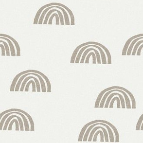 Scattered Rainbows Fabric - taupe sfx0906 || Earth toned rainbows fabric || Rainbow Baby kids bedding