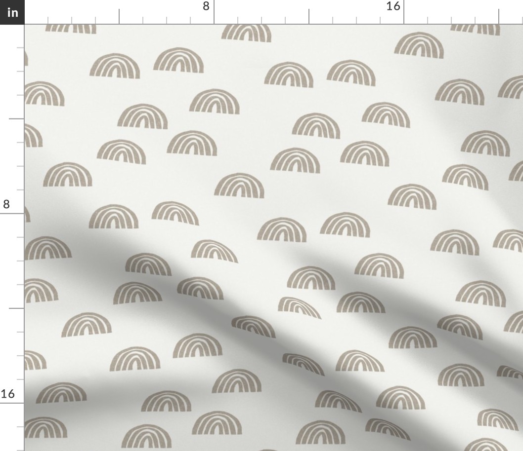Scattered Rainbows Fabric - taupe sfx0906 || Earth toned rainbows fabric || Rainbow Baby kids bedding