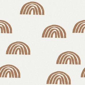 Scattered Rainbows Fabric - Pecan sfx1336 || Earth toned rainbows fabric || Rainbow Baby kids bedding