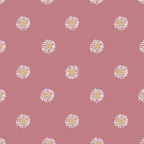 dusty rose minimal daisy fabric, sfx1610 - daisies, simple prairie fabric, baby girl, muted, earthy, daisy fabric