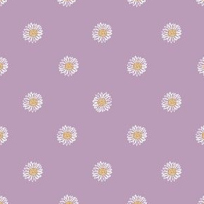 lavender minimal daisy fabric, sfx3307 - daisies, simple prairie fabric, baby girl, muted, earthy, daisy fabric