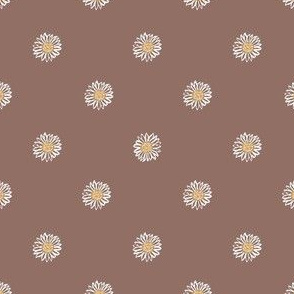  mocha minimal daisy fabric, sfx1321 - daisies, simple prairie fabric, baby girl, muted, earthy, daisy fabric