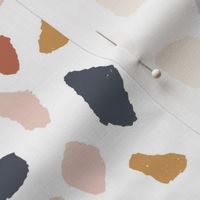 Terrazzo tile print fabric - mustard, apricot, blush, indigo 