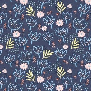 ROARING SUMMER FLOWERS navy