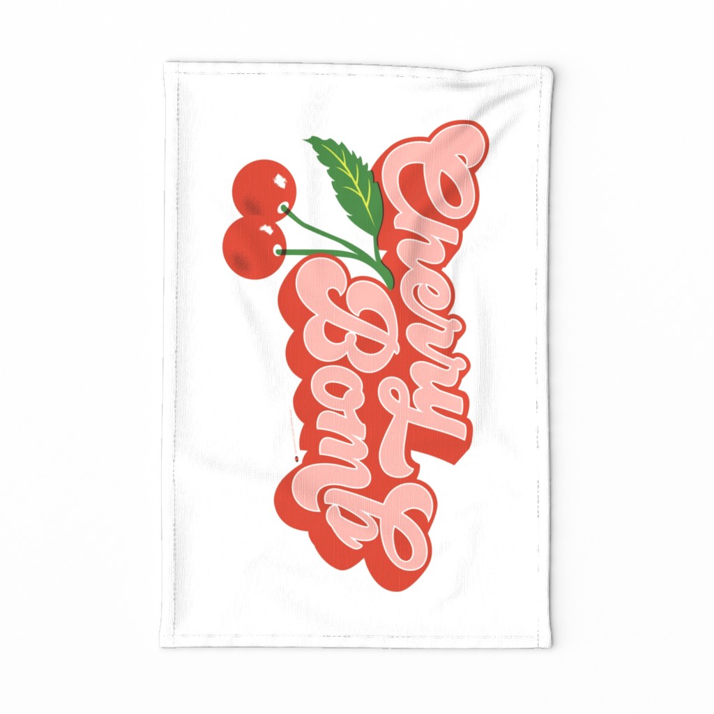 Cherry Bomb Tea Towel* || 70s Tea Towel | Spoonflower