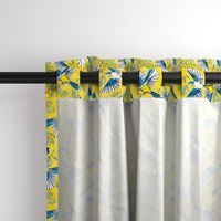 Flying Birds and Oak Leaves on Yellow | Medium