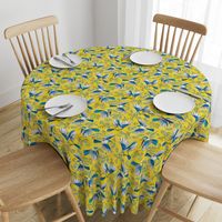 Flying Birds and Oak Leaves on Yellow | Large