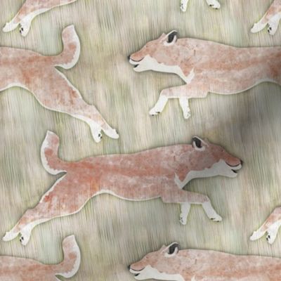 Watercolored New Guinea Singing Dogs - morning