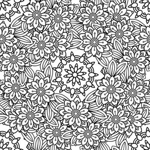 Summer Flowers Coloring Book Style