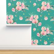 36" Graceful Blooms - Teal