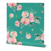 36" Graceful Blooms - Teal