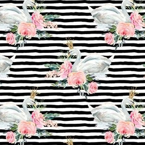 4" Graceful Swan - Black & White Stripes