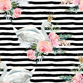 36" Graceful Swan - Black & White Stripes