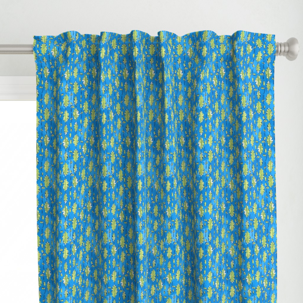 Oak Leaves and Acorns Stripes on Blue | Medium