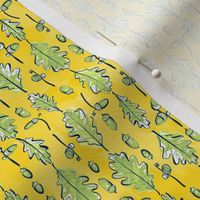 Oak Leaves and Acorns Stripes on Yellow | Small