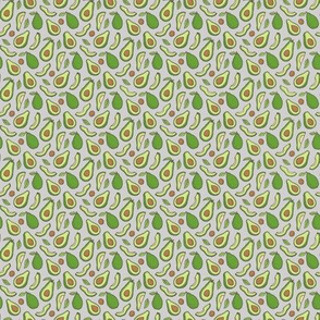 Avocado  Fabric on Grey Tiny Small 0,5 inch