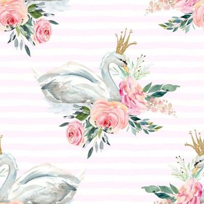 8" Graceful Swan - Blush Stripes