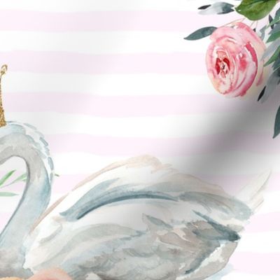 18" Graceful Swan - Blush Stripes