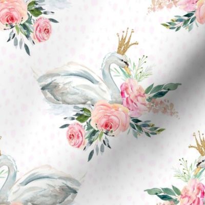 8" Graceful Swan - Blush Pink Water Dots