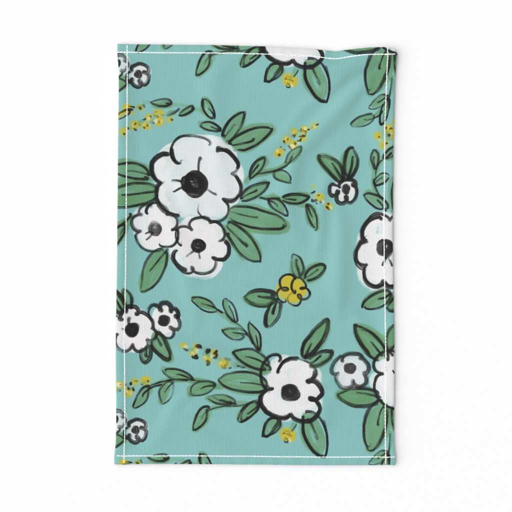 Averie Floral Turquoise White Yellow
